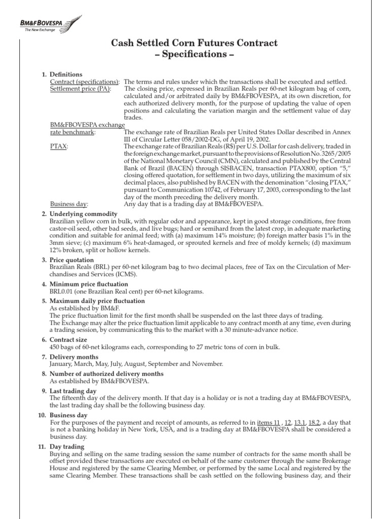 Cash Corn Futures Specs PDF Margin (Finance) Futures Contract