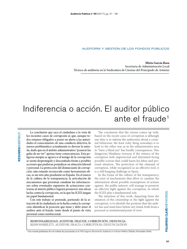 Auditor Público y Lucha contra el Fraude | PDF | Contralor | Corrupción ...