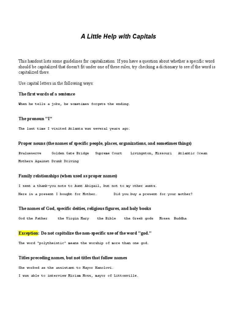 Guidelines for Capitalization and Punctuation | PDF | Punctuation | Comma