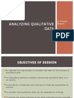 Analyzing Qualitative Data: DR Alistair Benson