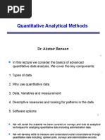 Quantitative Analytical Methods: Dr. Alistair Benson