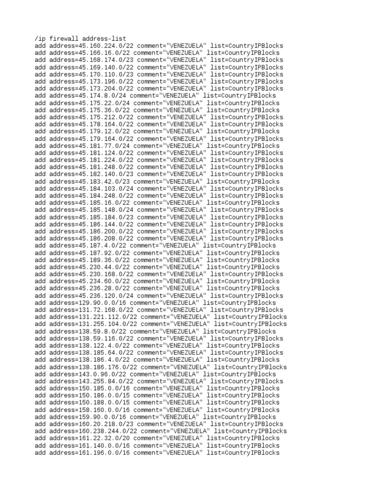 Venezuela IP Address List | PDF | Computing And Information Technology