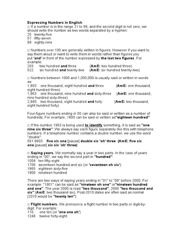Expressing Numbers in English | PDF | Percentage | Lexicology