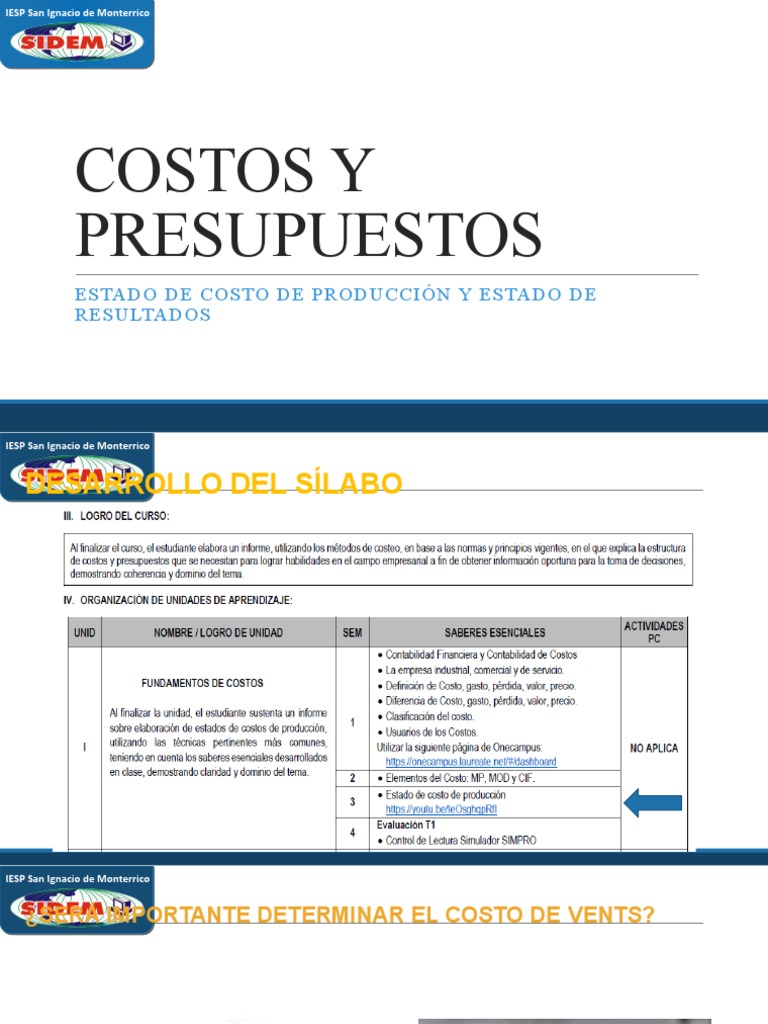 Costos de Producción y Ventas | PDF | Costo | Estado de resultados