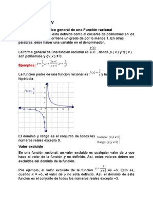 Funcion Racional | PDF | Asíntota | Función (Matemáticas)