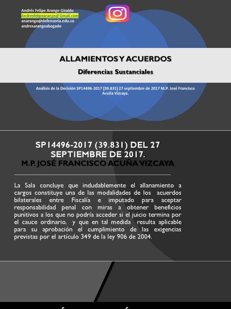ALLANAMIENTOS Y ACUERDOS - Diferencias Sustanciales | PDF | Caso de ley ...