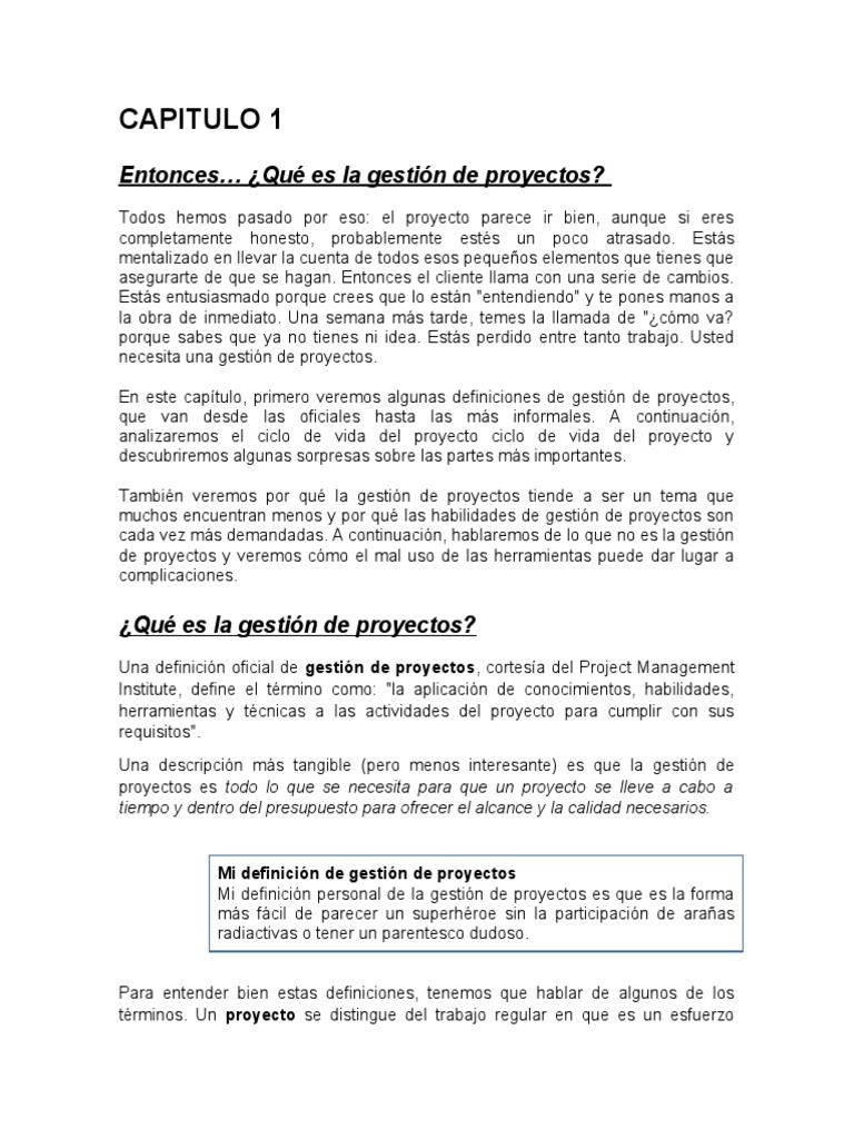 Introducción a la Gestión de Proyectos | PDF | Gestión de proyectos ...