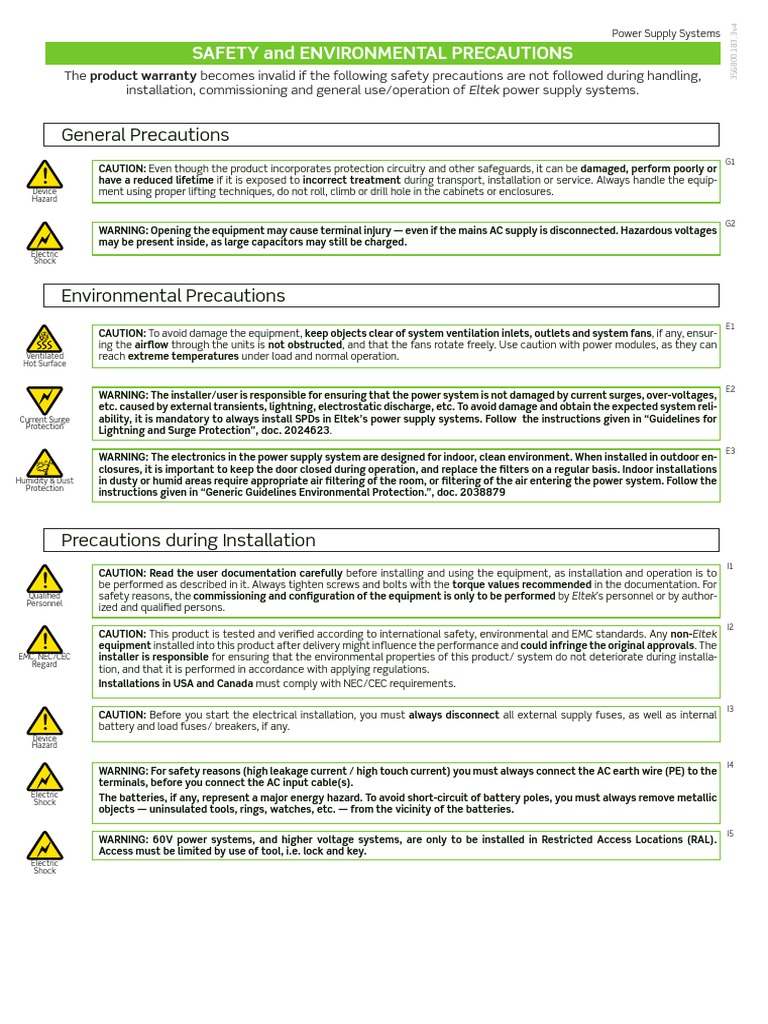 Eltek Power Supply Safety Guidelines | PDF | Power Supply | Fuse ...