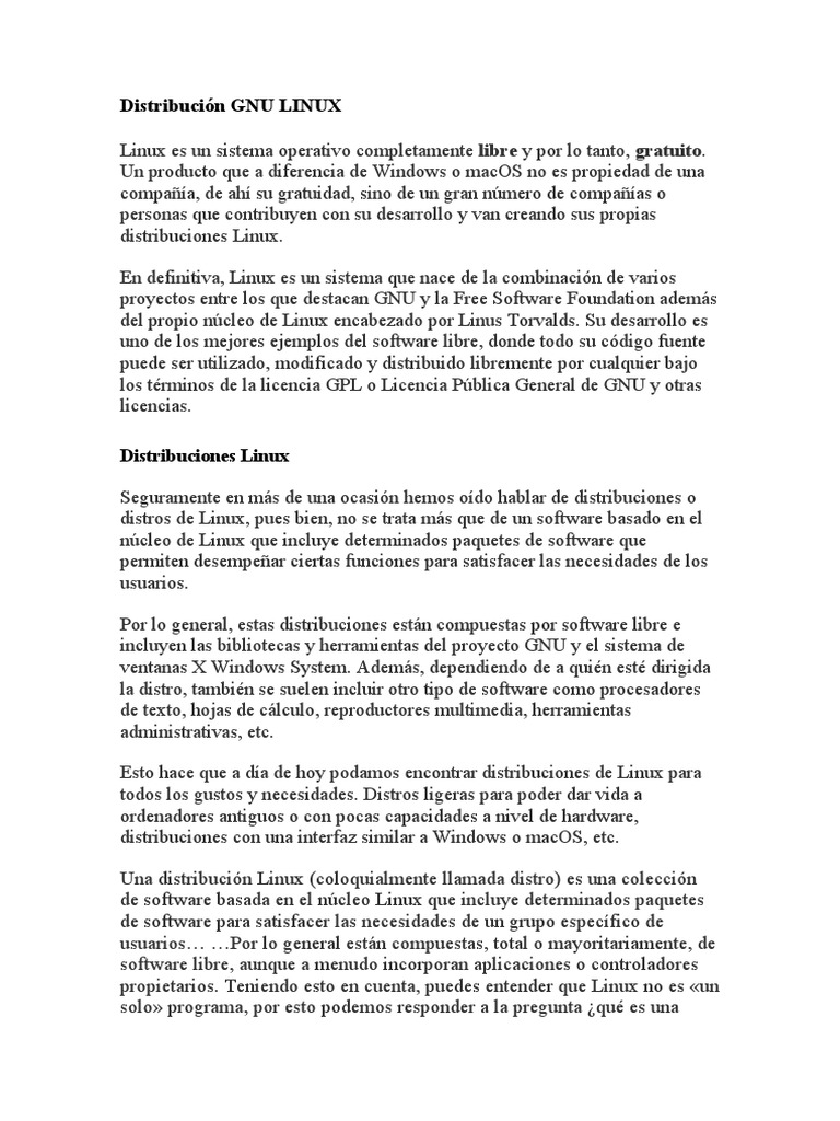 Distribucion GNU LINUX | PDF | Distribución de Linux | Fedora (sistema ...