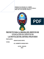 Mejora del servicio de otorgación de créditos en mutuales