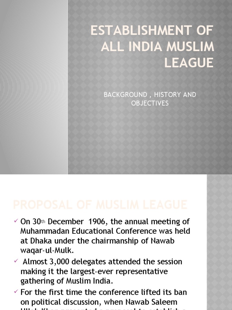 Establishment of All India Muslim League | PDF | All India Muslim ...