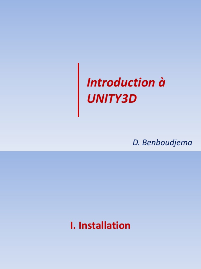 Introduction À Unity 3D | PDF | Unity (Moteur de jeu) | Structure de ...