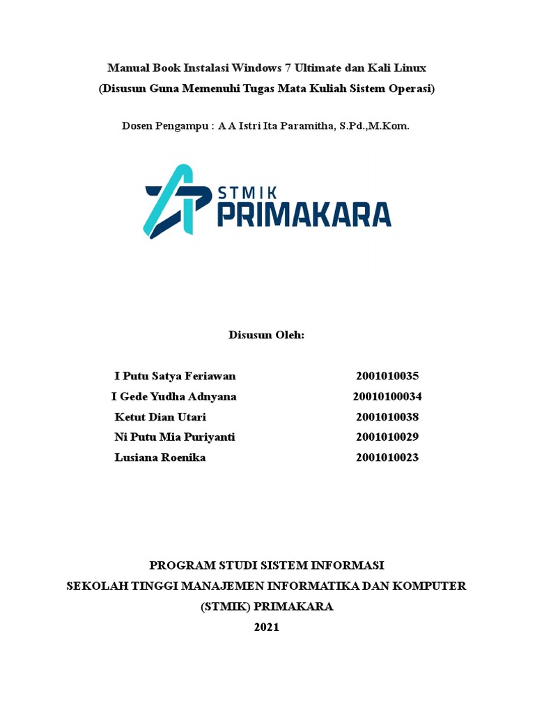 Manual Book - Instalasi Windows 7 Dan KALI LINUX | PDF