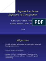 OSHA's Approach To Noise Exposure in Construction: Kim Nipko, OSHA Madison Charlie Shields, OSHA Aurora 2003