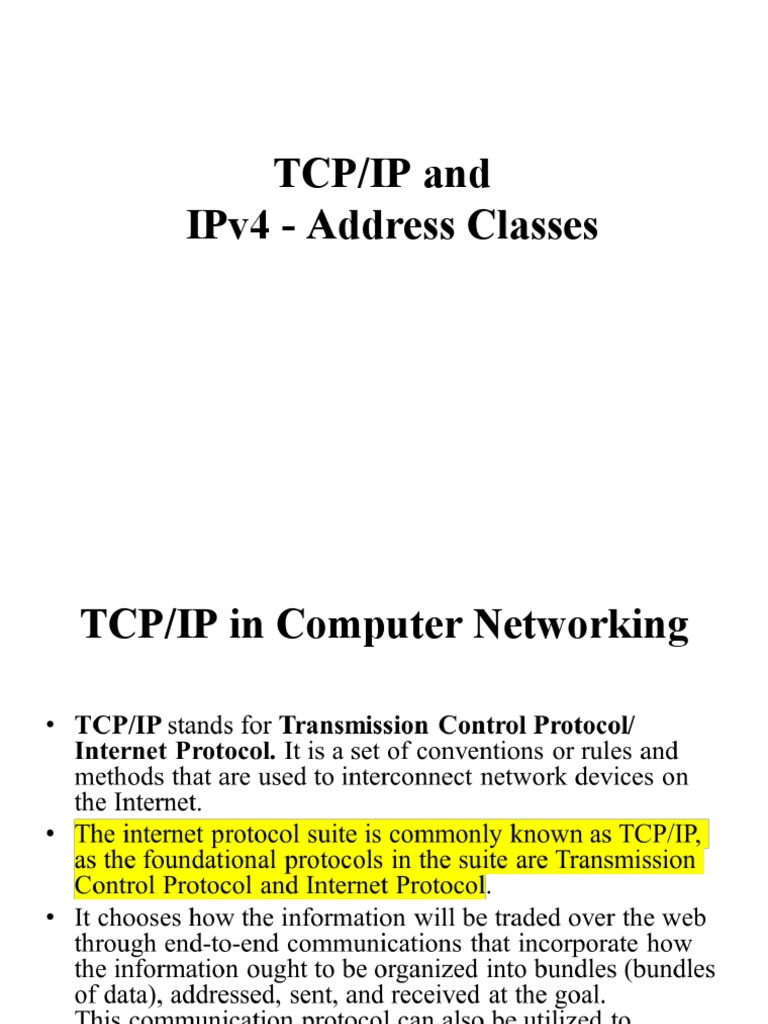 U1 Ip Classes and TCP-IP | PDF | Internet Protocol Suite | Ip Address