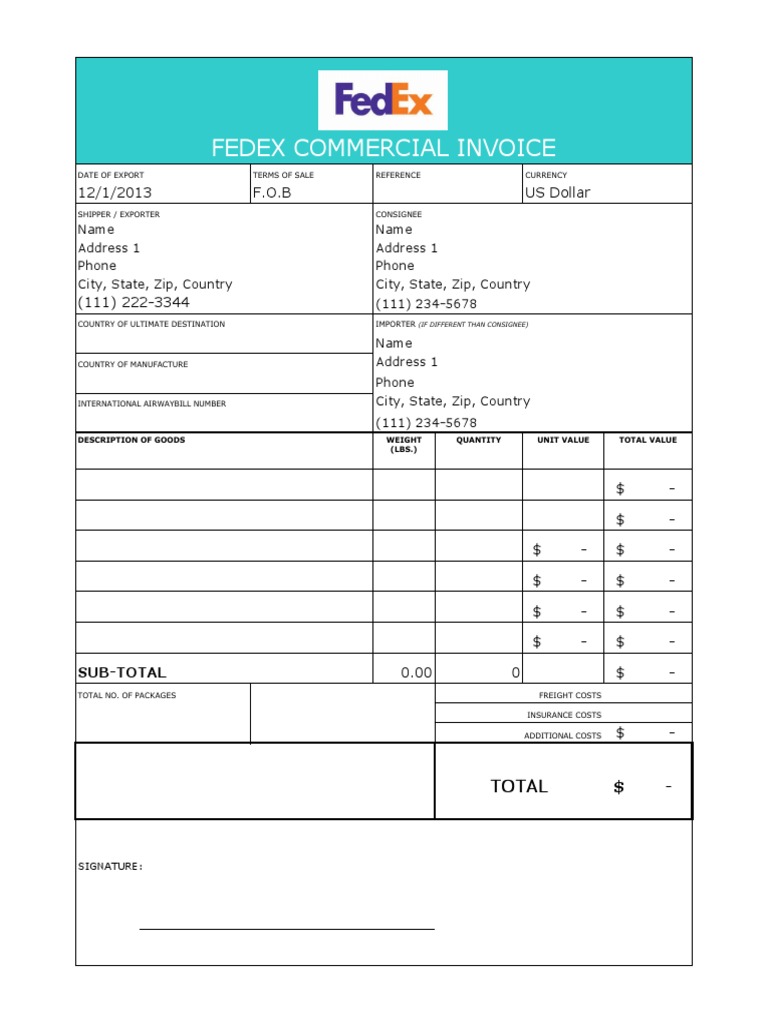 fedex-commercial-invoice-template-pdf