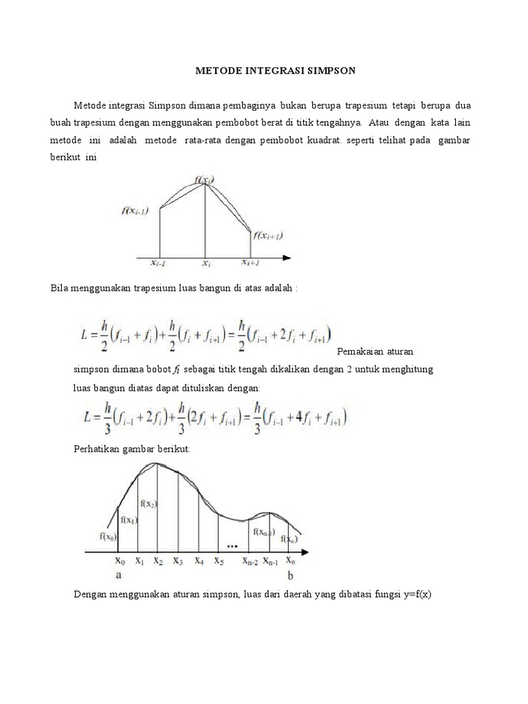 Metode Integrasi Simpson dan Aplikasinya | PDF | Metode & Bahan Ajar