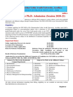PH.D Admission Notice CET 2020 21