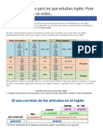 Tablas y Tips Útiles para Los Que Estudian Inglés