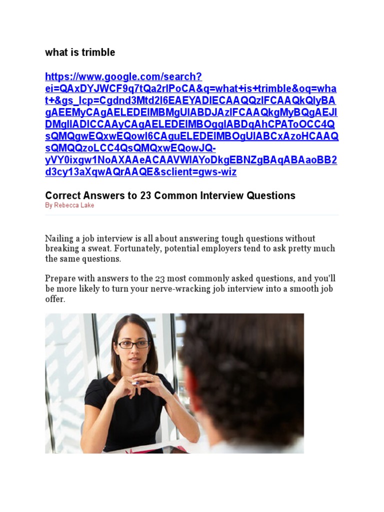 What Is Trimble PDF Job Interview Interview
