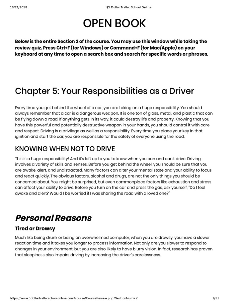  5 dollar traffic school online section2 pdf traffic visual