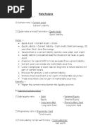 Ratio Analysis. A) Liquidity Ratio - 1) Current Ratio Current Asset Current Liability
