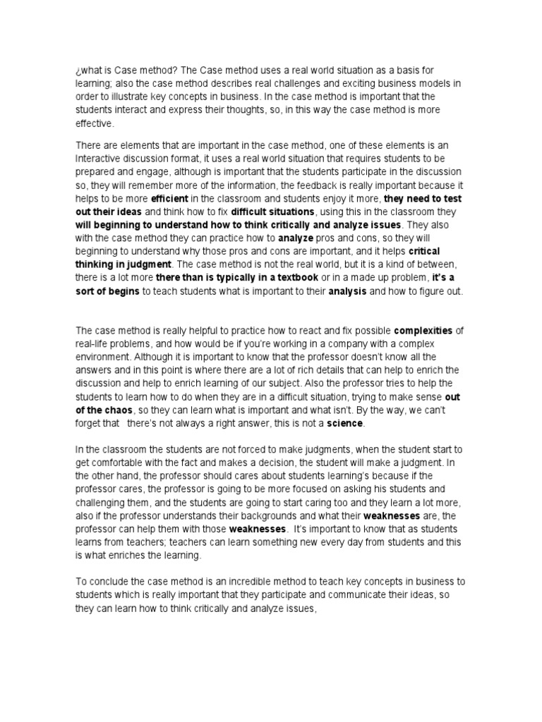 What Is Case Method PDF Classroom Educational Psychology