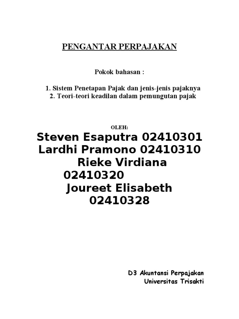 Pengantar Sistem Perpajakan dan Keadilan | PDF