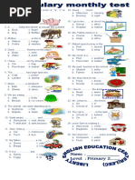 Vocabulary Monthly Test Tests - 60527