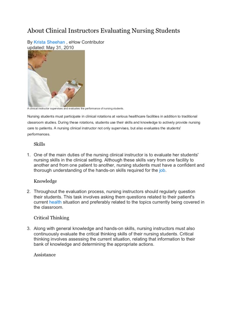 Nursing Clinical Instructor Overview | PDF | Nursing | Teachers