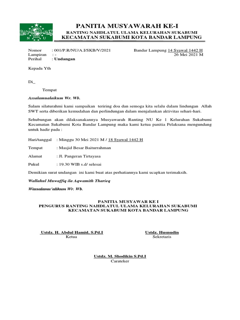 Undangan Ranting Nu KE I | PDF