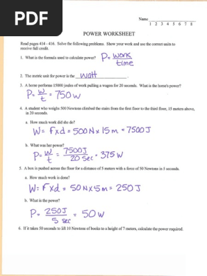 Calculating Power Worksheet 2 ANSWERS | PDF