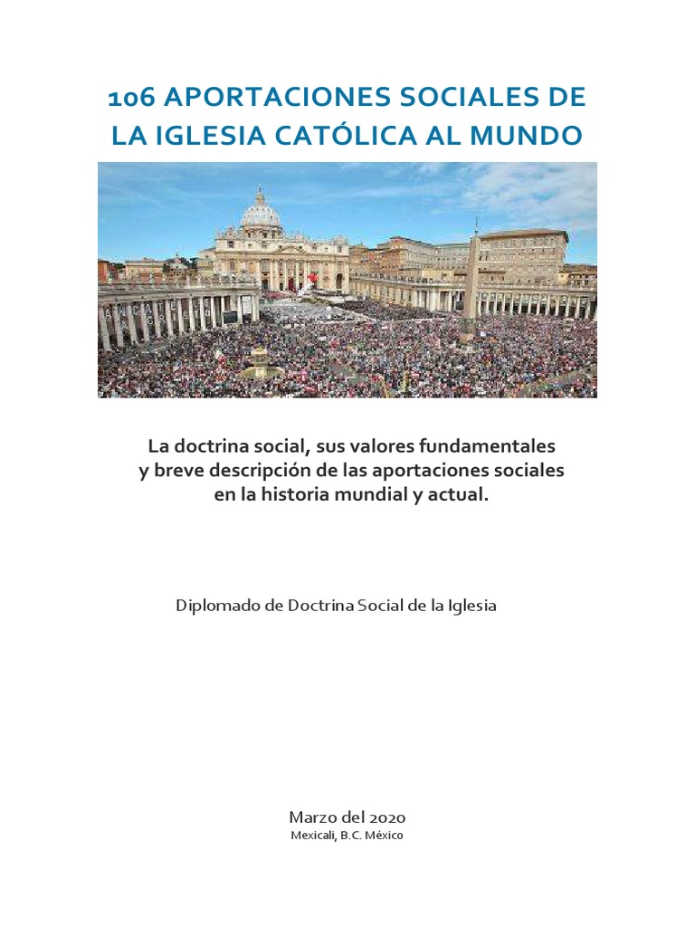 l2. Aportacion Social de La Iglesia Al Mundo | PDF | Doctrina social  católica | Bibliotecas