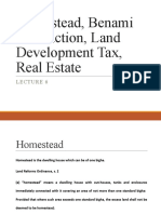 Homestead, Benami Transaction, Land Development Tax, Real Estate