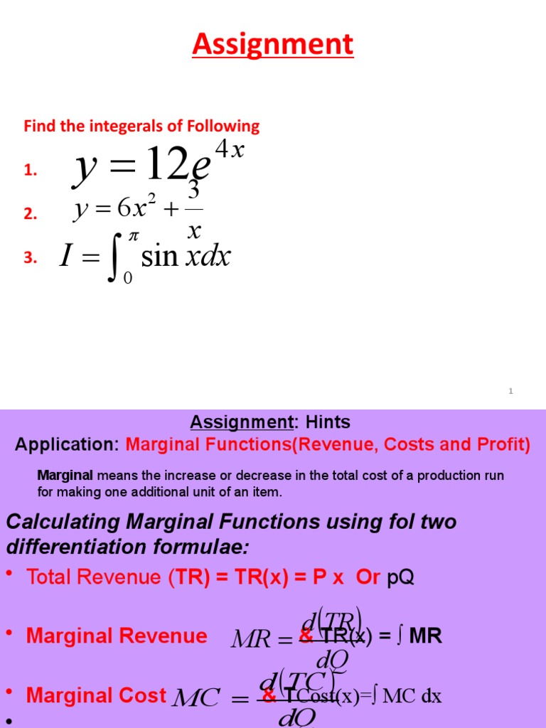 Assignment 9 | PDF | Marginal Cost | Integral