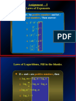 Assignment - 5 Laws of Exponents: Let and Be and Let and Be - Then Answer