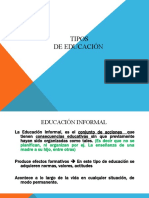 Modalidades o Tipos de Educación.