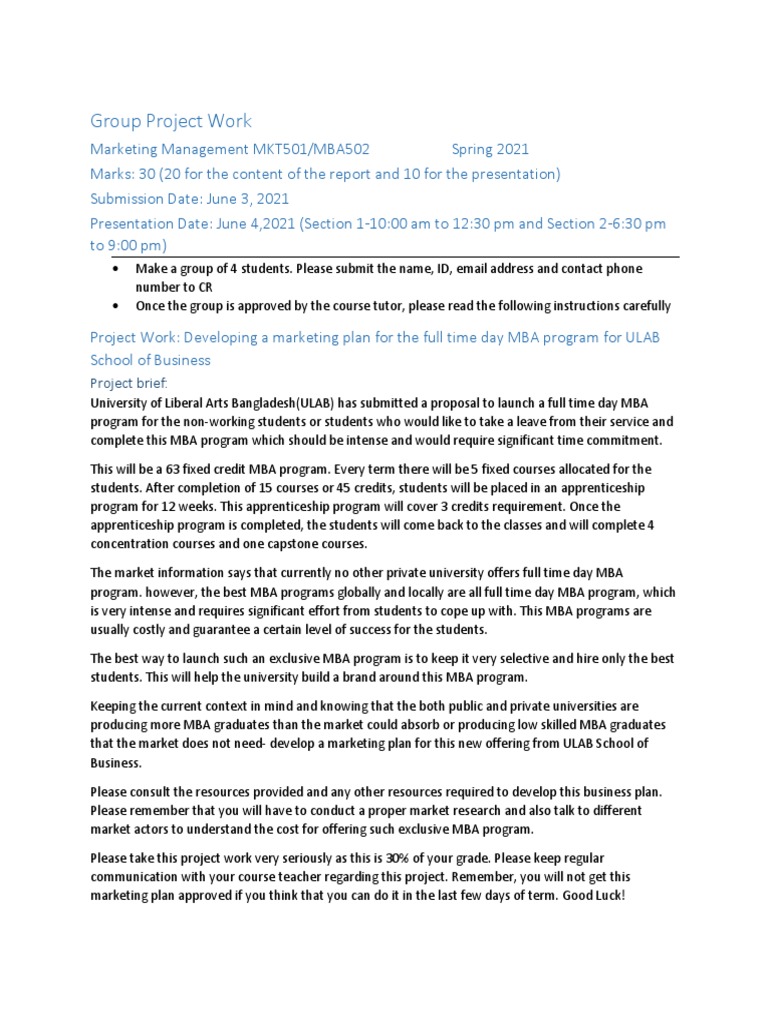 Group Project Work | PDF | Master Of Business Administration | Human Nature