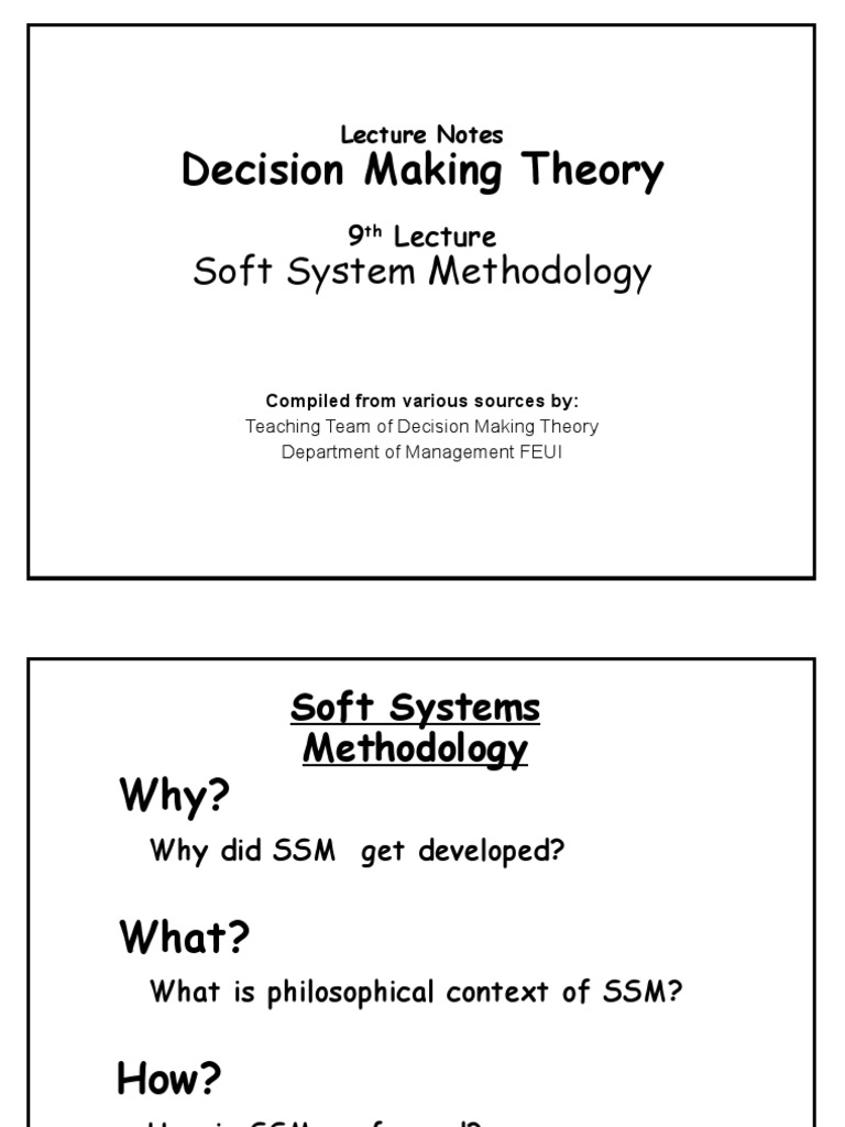 Lecture Notes on Soft Systems Methodology PDF System Reductionism