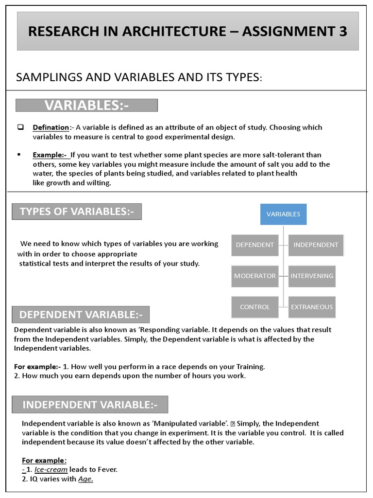 Understanding Research Variables and Sampling | PDF | Dependent And ...