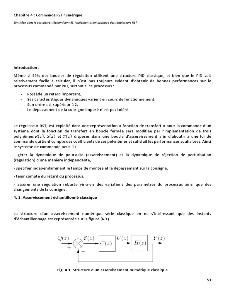 Commande RST numérique : Synthèse et Implémentation | PDF | Zéro d'une ...