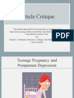 Parental Stress and Postpartum Depression in Teen Moms