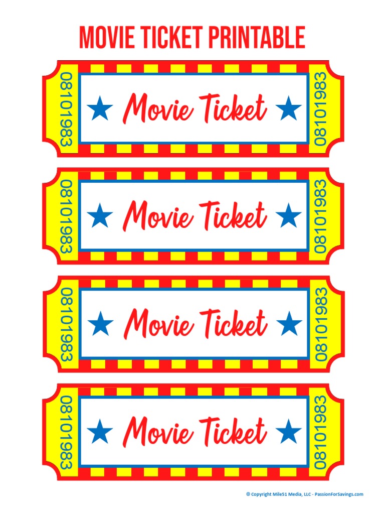 Movie Ticket Printable | PDF for Free Printable Movie Tickets Pdf