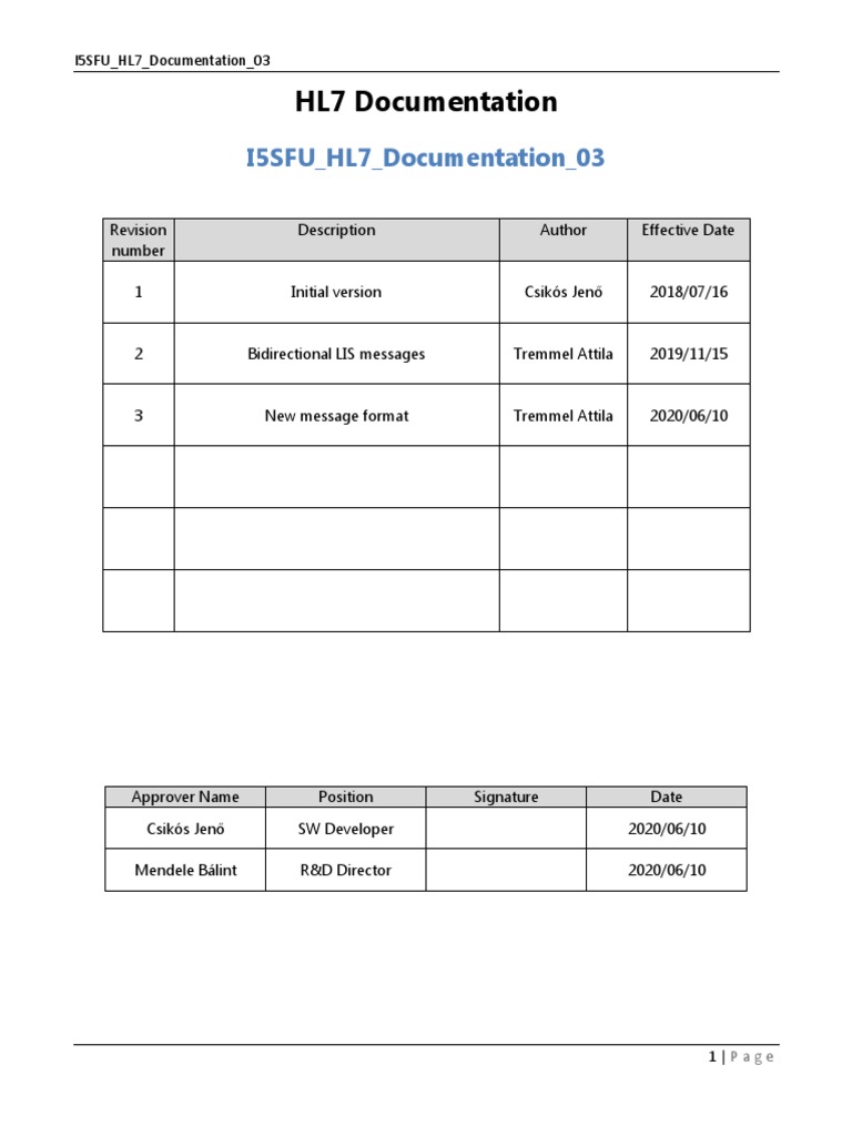 I5SFU HL7 Documentation 03 | PDF | Communications Protocols | Computer Data