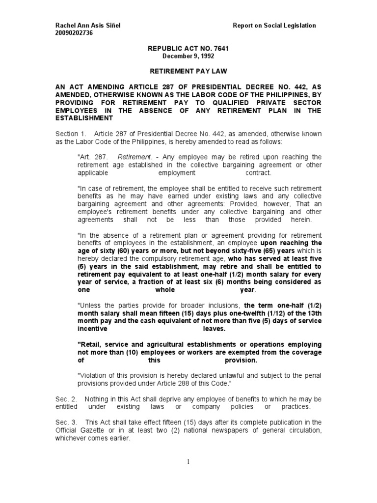 Retirement and Separation Pay in the Philippines | PDF | Employment ...