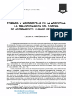 Vapñarsky Primacia y Macrocefalia en La Argentina La Transformación Del Sistema de Asentamiento Humano Desde 1950