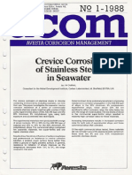 Avesta - Crevice Corrosion of Stainless Steels in Seawater