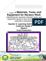 Prepare Materials, Tools, and Equipment For Nursery Work: Quarter 3-Learning Activity Sheet (LAS) For Grade 9 Week 2