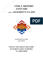 Monthly Report Januari Al-Mukmin'S Class: Insan Teladan Islamic Elementary School TA 2021/2022