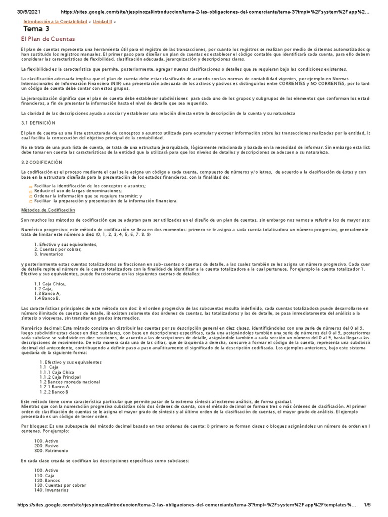Estructura del Plan de Cuentas Contable | PDF | normas internacionales ...